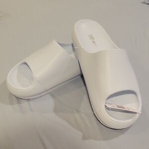 White Slide Sandals